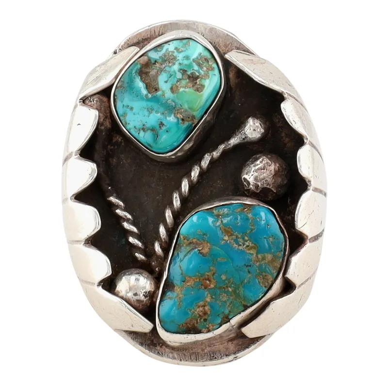 Vintage Navajo Sterling Turquoise Ring Sz 9 from auction in Ravenna, Ohio — image 40