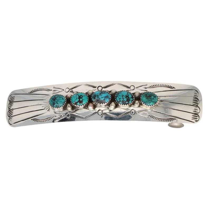 Joan Begay Navajo Sterling Kingman Turquoise Hair Clip Barrette from auction in Ravenna, Ohio — image 37