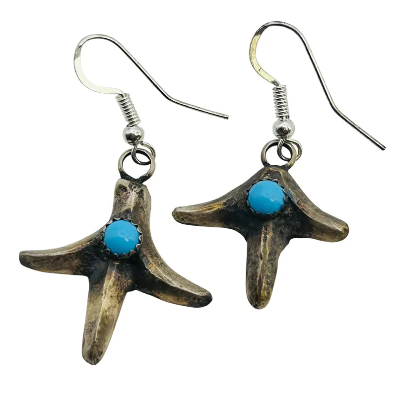 Tony Yazzie Navajo Sterling Kingman Turquoise Earrings from auction in Ravenna, Ohio — image 8