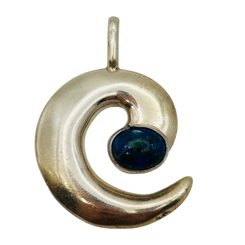 Signed Navajo Azurite Swirl Pendant from auction in Ravenna, Ohio — image 34