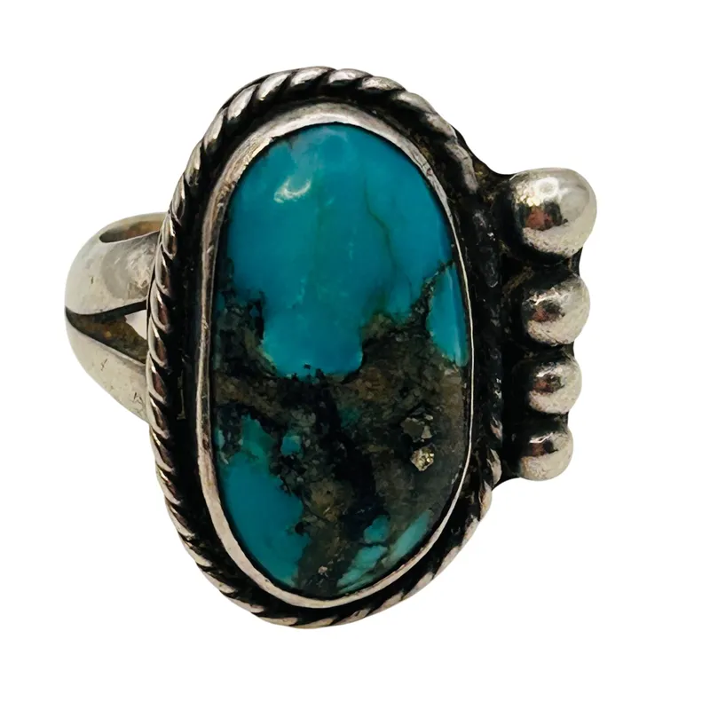 Vintage Navajo Sterling Turquoise Ring Sz 7 from auction in Ravenna, Ohio — image 45