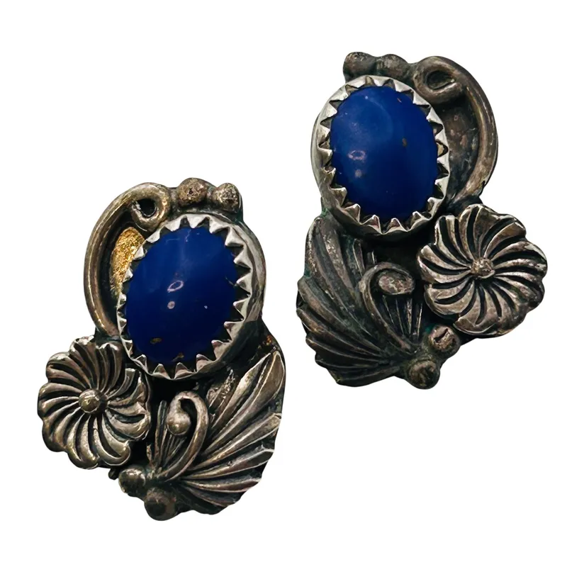 Navajo Sterling Lapis Lazuli Earrings from auction in Ravenna, Ohio — image 48