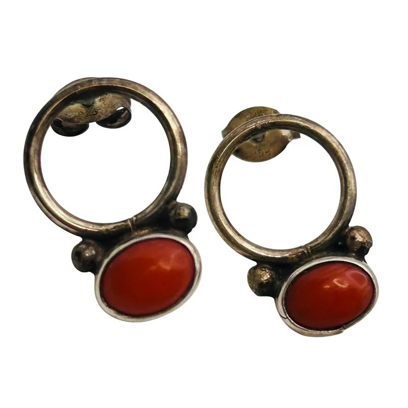 Vintage Navajo Sterling Coral Earrings from auction in Ravenna, Ohio — image 47