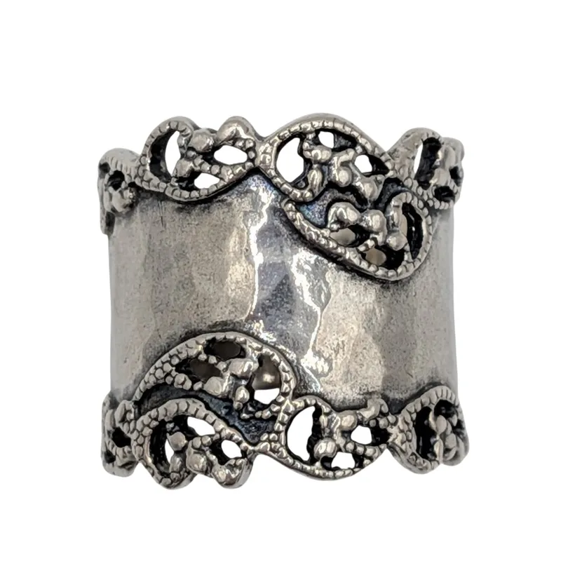 Signed Israel Sterling Silver Scroll Statement Ring Size 6.75 from auction in Ravenna, Ohio — image 8