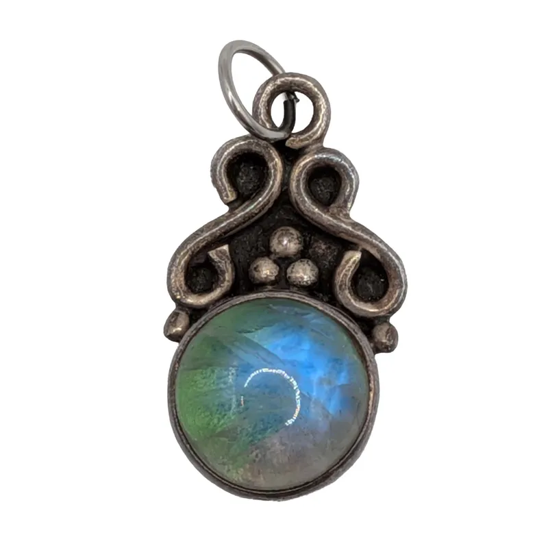 Sterling Silver Rainbow Glass Pendant from auction in Ravenna, Ohio — image 12