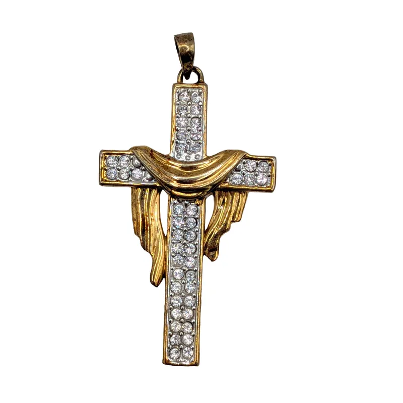 Signed Gold Over Sterling Silver Rhinestone Cross Pendant from auction in Ravenna, Ohio — image 18