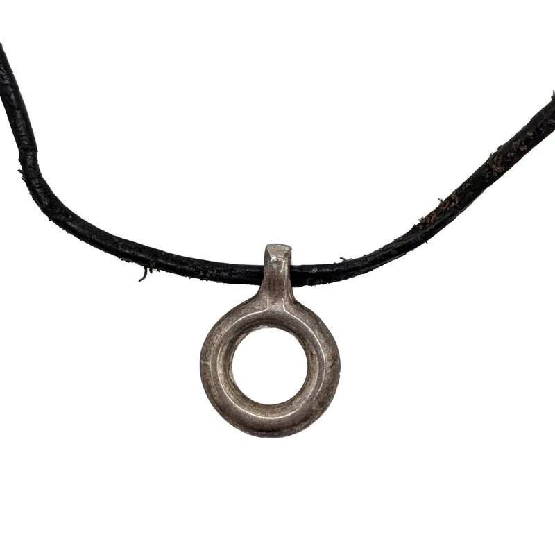 Nine West Sterling Silver Circle Pendant Leather Cord Necklace from auction in Ravenna, Ohio — image 31