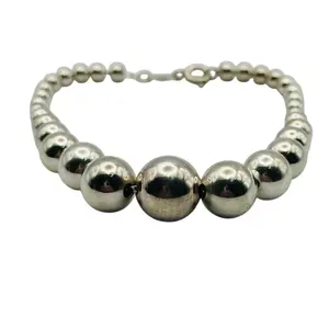 Sterling Bead On Sterling Chain Bracelet