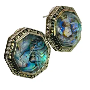 Sterling Abalone Marcasite Earrings