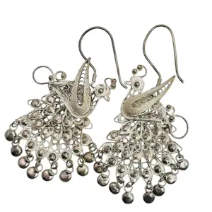 Sterling Filigree Peacock Earrings