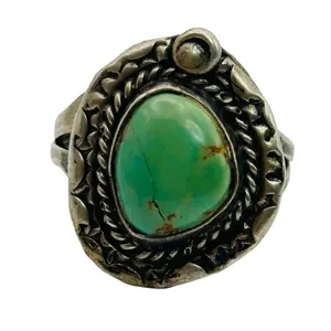 Vintage Navajo Sterling Turquoise Ring Sz 8