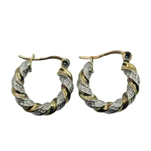 Signed Sterling Twisted Hoop Earrings