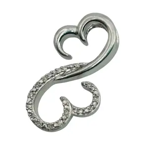 Signed Sterling Diamond Infinity Heart Pendant
