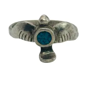 Southwest Sterling Turquoise Bird Ring Sz 3.5