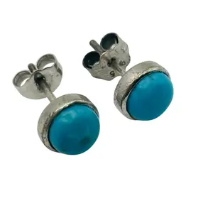 Sterling Turquoise Round Earrings