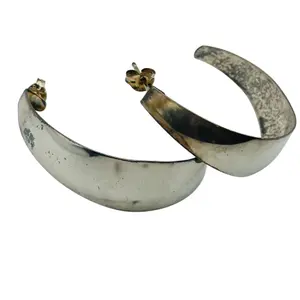 Sterling Flat Half Hoop Earrings