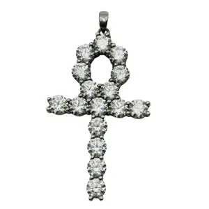 Sterling Rhinestone Ankh Pendant