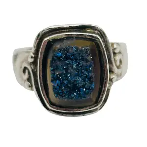 Sajen Sterling Druzy Quartz Ring Sz 7