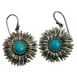 Sterling Turquoise Flower Earrings