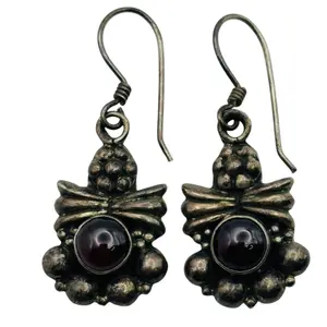Sterling Garnet Angel Earrings