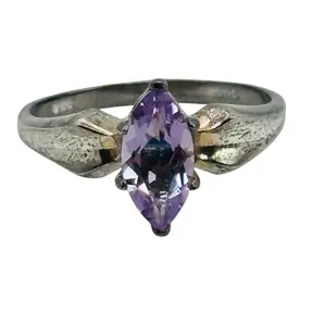 Sterling Amethyst Marquise Cut Ring Sz 7