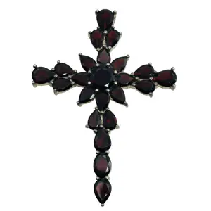 Sterling Garnet Cross Pendant