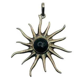 Sterling Onyx Sun Pendant