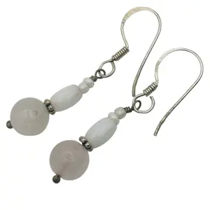 Sterling Rose Quartz Earrings