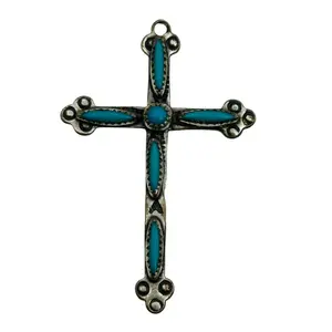 Bell Trading Post Sterling Turquoise Cross Pendant
