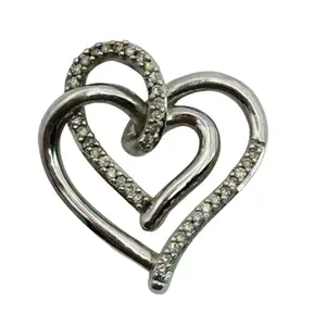 Signed Sterling Diamond Accent Heart Pendant