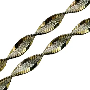 Signed Italy Sterling Twisted Flat Chain Bracelet