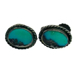 Sterling Turquoise Screw Back Earrings