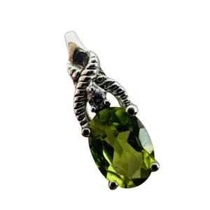 Sterling Peridot Cubic Zirconia Pendant