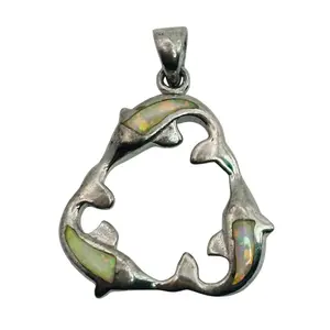 Sterling Opal Dolphin Pendant