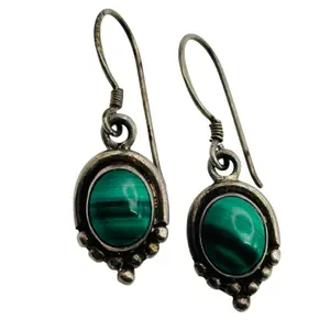 Sterling Malachite Dangle Earrings
