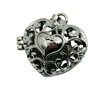 Sterling Agate Stone Magnetic Heart Locket Pendant