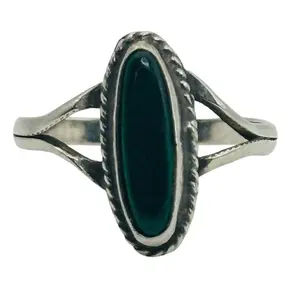 Southwest Sterling Malachite Ring Sz 6.5