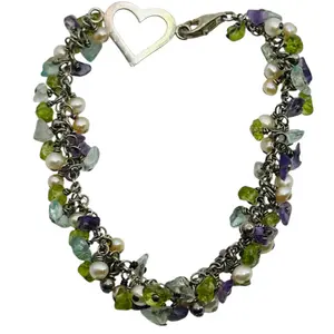 Sterling Multi Stone Cluster Bracelet
