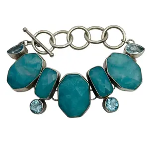 Signed Sterling Blue Chalcedony Topaz Bracelet