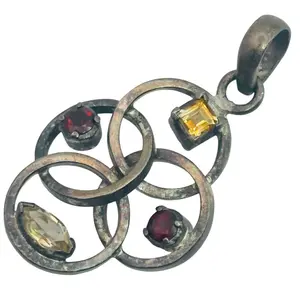 Sterling Citrine Garnet Lopped Pendant