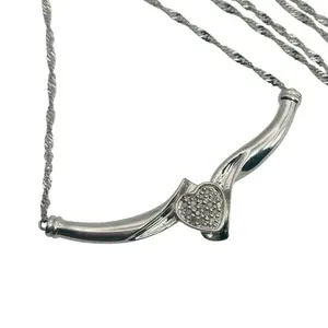Sterling Diamond Heart Twisted Curb Chain Necklace