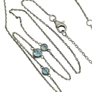 Sterling Topaz Cable Chain Necklace