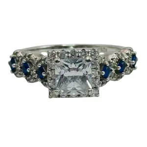 Sterling Rhinestone Ring Sz 10.5