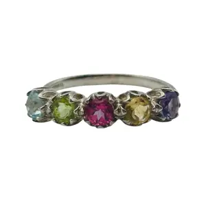 Signed Sterling Multi Stone Ring Sz 9