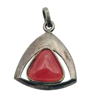 Signed Sterling Rose Quartz Pendant