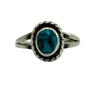 Native Sterling Turquoise Ring Sz 5