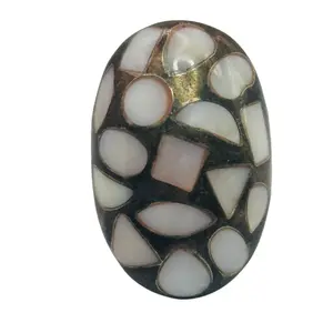 Signed Sterling Mother Of Pearl Inlay Ring Sz 7.5