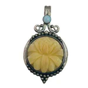 Sterling Carved Flower Pendant