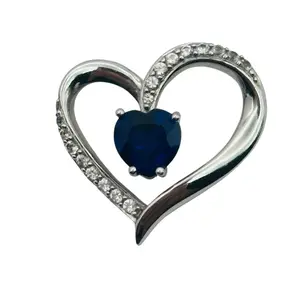 Sterling Sapphire Topaz Heart Pendant