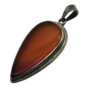 Sterling Carnelian Teardrop Pendant
